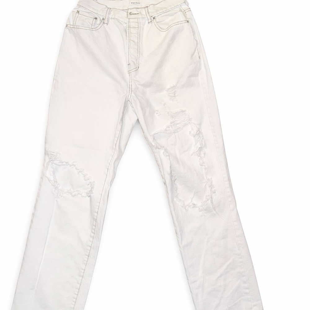 PacSun White Distressed Dad Jeans Size 27 High Rise Button Fly Relaxed Fit
